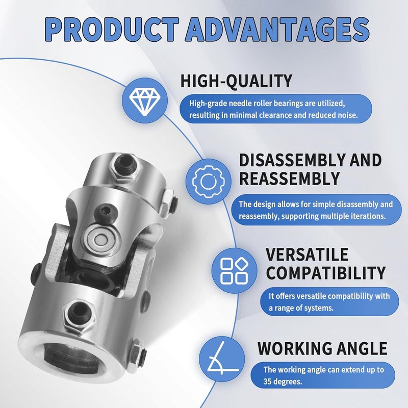 RABROPAR Store Steering U Joint 1" DD X 3/4" DD Single Steering Shaft U Joint Coupler Chrome Universal Coupling - Image 5